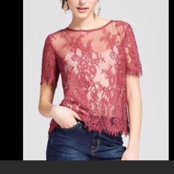 Xhilaration Tops - 🎉HP🎉 NWT sheer lace short sleeve top